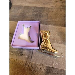 Department 56 gold skate porcelain ornament xmas decor